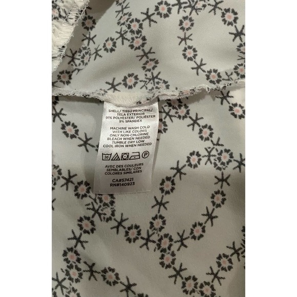 Loft Ruffle Flare Dress White Black Floral Long Sleeve Ruffle Hem size 8 #1094 - Picture 7 of 8